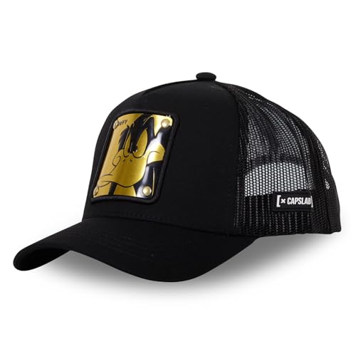 Casquette noire Daffy Duck Capslab avec plaque métallique premium texturée