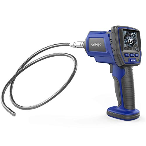 Borescope Inspection Camera, UNIOJO Digital Endoscope with 8 Adjustable LED Lights 2.7" Screen, 180Â°Rotation, Rechargeable Handheld Snake Camera for Mechanics Pipe HVAC Plumbing Wall, Tool Box