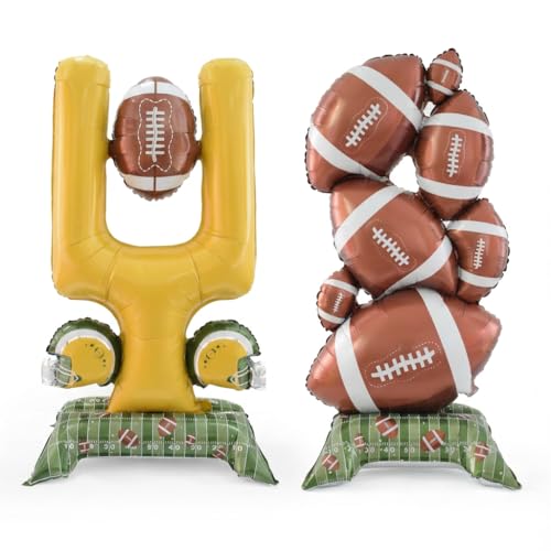 GELOUBO 59inch Standing Football balloons Set 2PCS Extra Large Goal Post & Football Stack balloonsSports Party supplies football Decorations for Birthday Game Day & Sports Theme Party