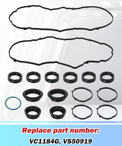 Image of VC1184G Valve Cover Gasket Set Fits for 2017-2022 Chrysler Pacifica Voyager,2016-2022 Dodge Durango,2016-2022 Jeep Gladiator Grand Cherokee Wrangler 2019-2022,RAM 1500 3.6L V6 VS50919