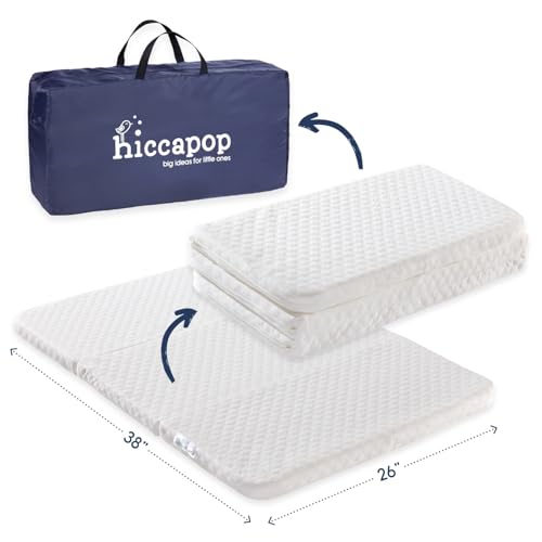 hiccapop Tri-fold Pack and Play Mattress for Travel (38'x26'x1.5') with Carry Bag, Playard Mattress...