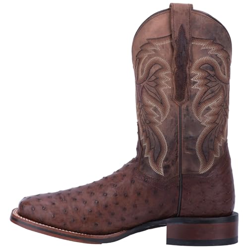 Dan Post Mens Alamosa Embroidered Ostrich Square Toe Pull On Dress Boots Mid Calf - Brown3