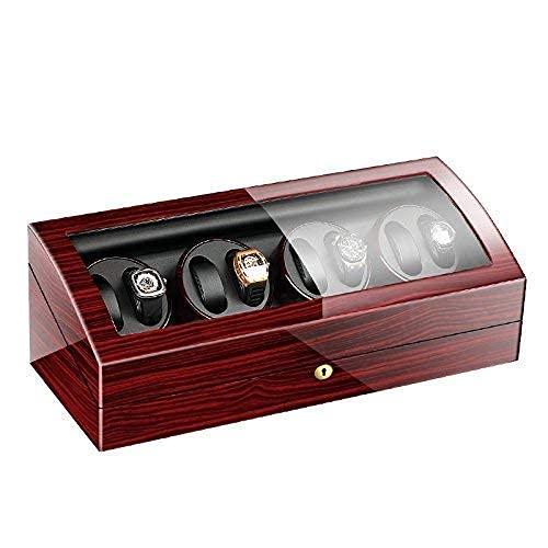 Watch winder de madera para relojes automáticos con estuche de piel unisex