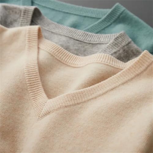 Men's Cashmere Knitted Vest Casual V-Neck Sleeveless Sweaters Jumper Tops4