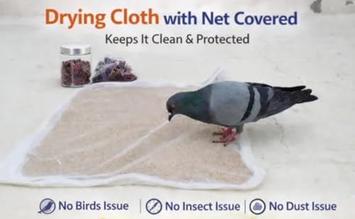 Image of SRI Balaji TEX Premium Thin Cotton Cloth with Net Cover for Drying Papad, Vadagam & Millets | Breathable, Washable & Reusable Sun-Drying Sheet | Size: 29 x 36 Inches