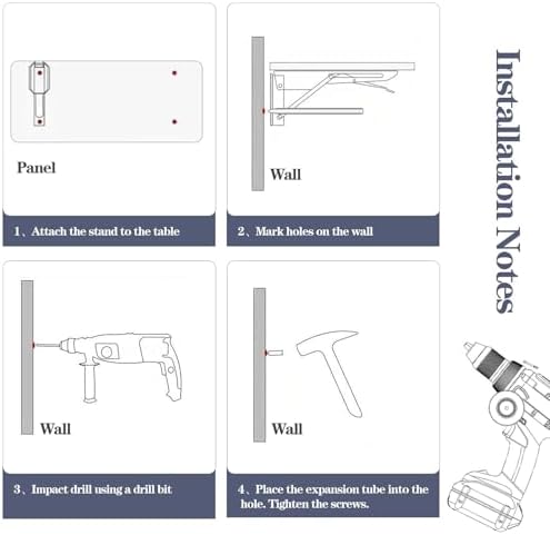 Wall Mounted Folding Table - Space-Saving Foldable Workbench for Office Kitchen Home Bar & Study - Compact White Work Table (60x40cm)