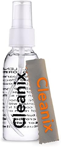 Cleanix Glasses Cleaner Set of 1, Alcohol-Free Eyeglass Cleaner, 1pc 2-Ounce Spray Bottle with 1 Microfiber Glass Cleaner Cloth, Travel-Sized Lens Cleaner Kit, Safe for Glasses, & Electronic Devices