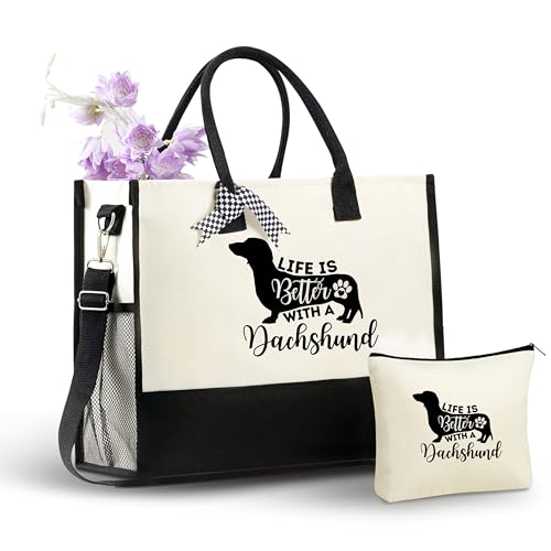 Bolso tote de lona con cierre y correa para mujer miniatura 1