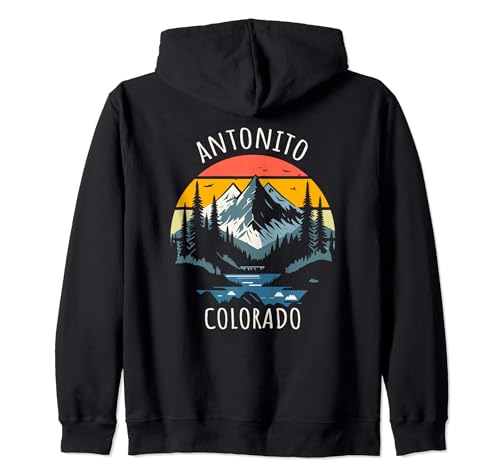 Antonito Colorado USA, diseño de montaña de estilo retro Sudadera con Capucha