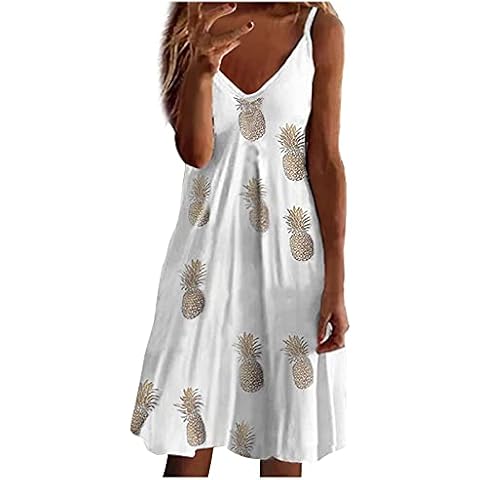 Plus Size Midi Dress for Women UK, Ladies Feather Print V-Neck Flare Loose Blouse Cami Swing Flowy Dress, Summer Casual Beach Spaghetti Strap White Tunic Pleated Skirt Sundress Cover