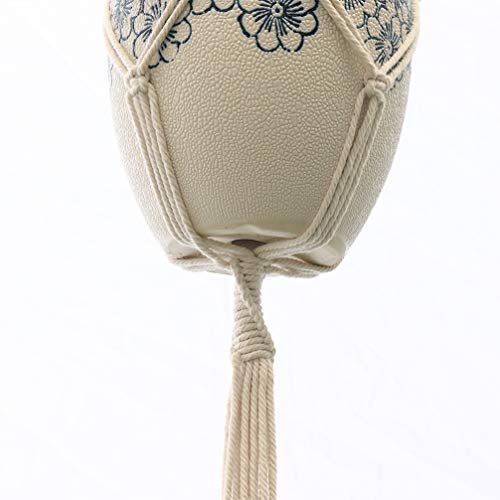 DOITOOL Cesto de vaso de flores para pendurar à mão - bolso de rede de corda de algodão tecido, cest