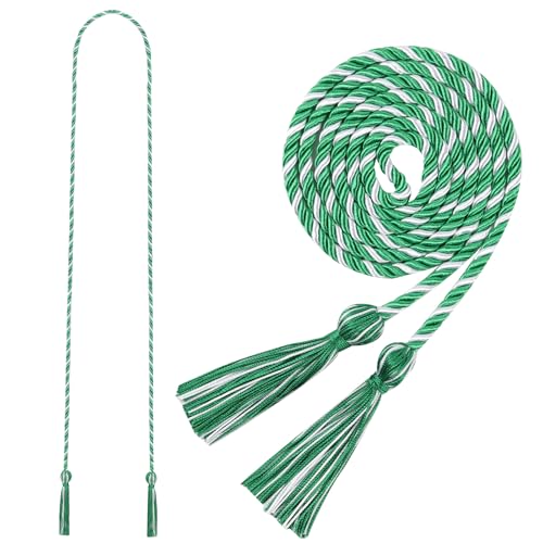 Image of Graduation Honor Cord 68 inch Grad Braided Honor Cords with Tassel Honor Rope Grad Cords for Graduation Students Bachelor Master Doctoral Gown Grad Decor (Kelly and White)