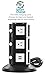 Aduro Surge Protector Power Tower 11 Outlets with 2 USB Ports Family Multi Charging Station with Smart Charge Tech for iPhone, iPad, Galaxy & All Devices (Black)