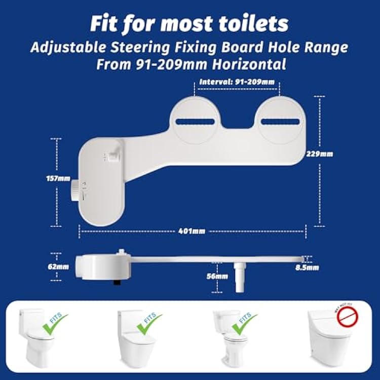 Bidet Attachment for Toilet Seat, Self-Cleaning Bidet Toilet Seat Attachment with Adjustable Bidet Angle (White)