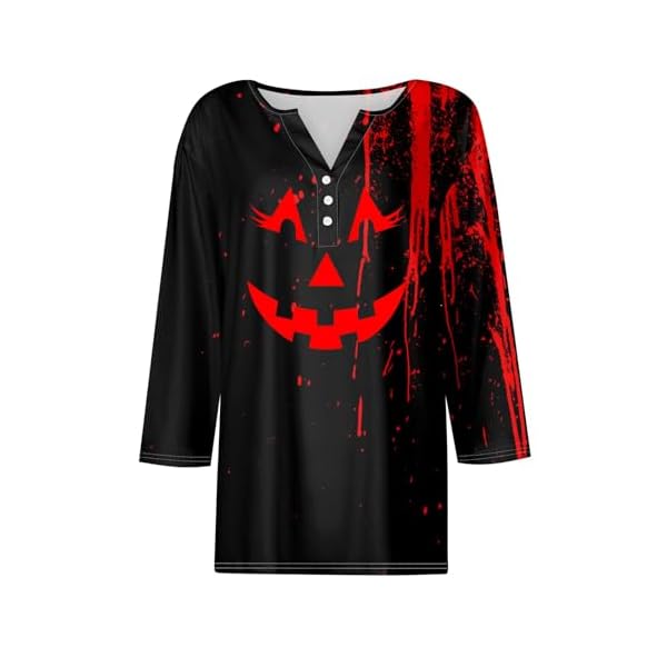 Womens Halloween Shirts 2025 Going Out Tops for Women Fashion Fall Blouses Trendy Casual 3/4 Length Sleeve Tops - Image 5