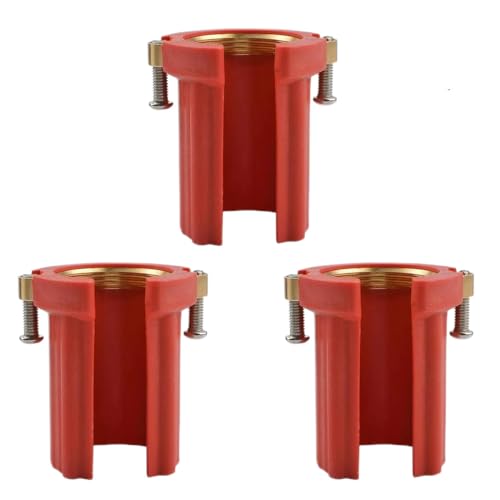 3 Pcs Hot and Cold Water Faucet Fixing Nuts, Plastic Faucet Lock Nut, Anti Loosening Nut Faucet Tool for Kitchen Bathroom, Red