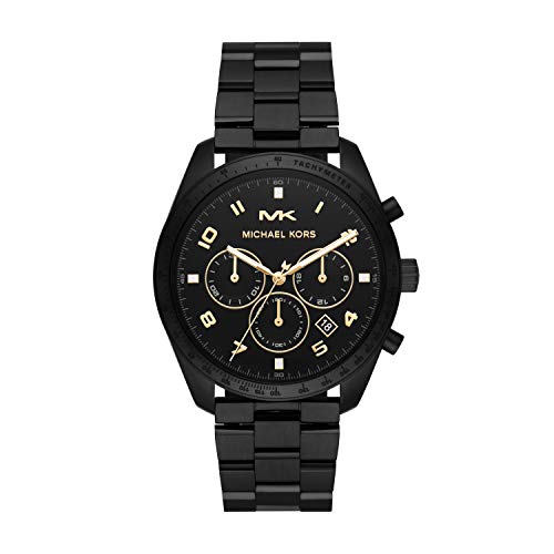 Michael Kors Men's Keaton Quartz Watch with Stainless-Steel-Plated Strap, Black, 22 (Model: MK8684)