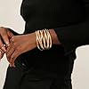 Abiotp 3PCS Gold Chunky Cuff Bracelets for Women Irregular Minimalist Statement Bangle Bracelets Set Open Wide Bangle Arm Cuff Upper Arm Punk Jewelry (Bracelet Style 1) #1