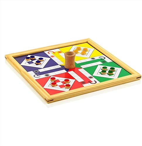Pine Wood Wooden Handmade Handcrafted 2 in 1 Ludo Magnetic Snakes and Ladders Travel Board Game Full Adults & Family Fun Game