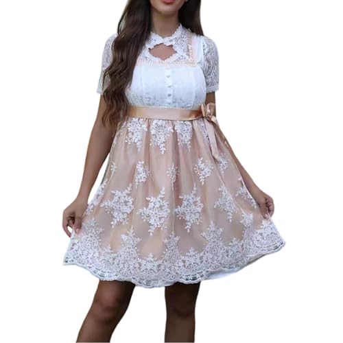 Dirndl pour femme midi en dentelle avec tablier élégant