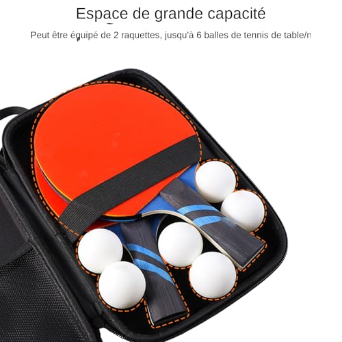 Bolsa de tenis de mesa para 2 raquetas y 6 pelotas con cremallera fluida 7