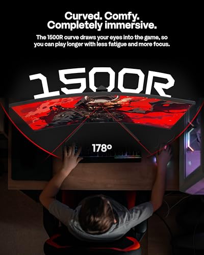 Image of Pixio Two PXC328 32 inch Curved 180Hz Refresh Rate QHD 1440p Resolution Fast VA Panel 1ms GTG Response Time Gaming Monitor with PS2S Ultrawide Heavy-Duty Premium Single Monitor Arm