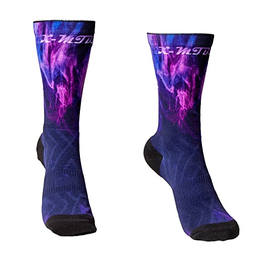 XMTBSTYLE Calcetines Neón para MTB ciclismo carretera Enduro DH XC Crossfit Transpirables Hombre Deporte Cómodos Divertidos Sujección (L ( 42-45 EU)) Cover
