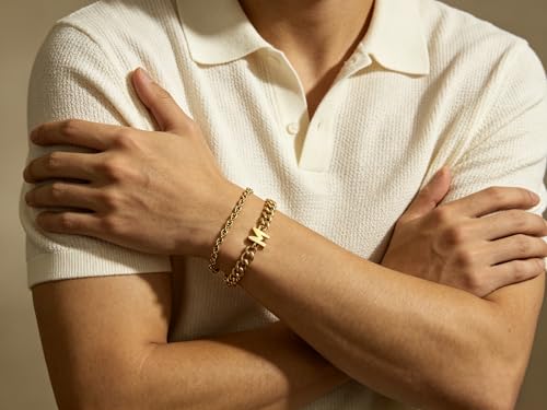 Pulsera para Hombre Cadena Cubana Ajustable Dorada miniatura 6