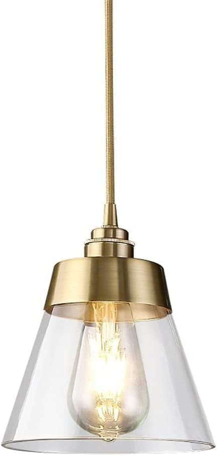 Lámpara colgante de latón cepillado dorado MADABO con pantalla de vidrio transparente 2