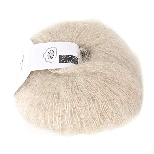 Soft Mohair Cashmere Wool Knitting Yarn Lightweight Hand Knitwear Yarn DIY Shawl Scarf Crochet Thread with A Crochet for Sewing Accessories(Cream-Colored) - Image 3