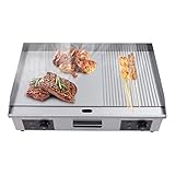 MJMLUCK Gewerbliche elektrische Grillplatte, 3000 W, Flache Grillplatte auf der Arbeitsplatte, Teppanyaki-Grill aus Edelstahl mit Zonenkochfunktion, unabhängig einstellbare Tempe