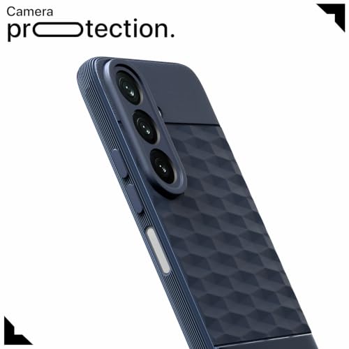 Image of Pikkme Back Cover for Samsung Galaxy M47 5G / A27 5G Camera Protection 3D Hexa Cube Design Silicone Protective Bumper Case (Blue)