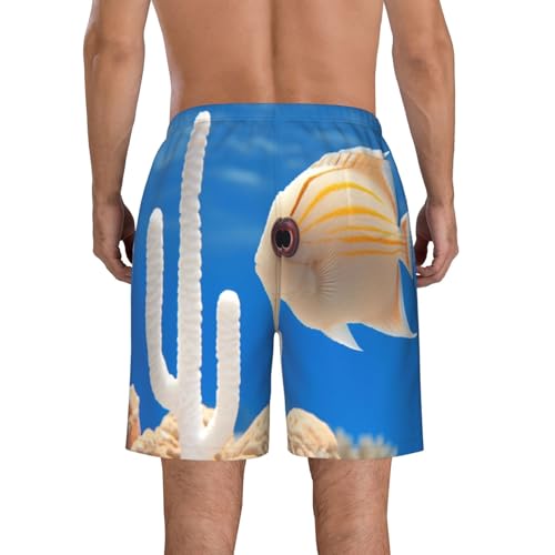 Fish and Coral Men's Beach Pants-Quick-Dry & Comfortable Mens Beach Shorts for Men, Perfect for Surfing and Everyday Wear3