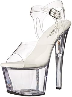 Pleaser Women's Sky308vl/C/M Platform Dress Sandal, Clear/Clear, 6 M US