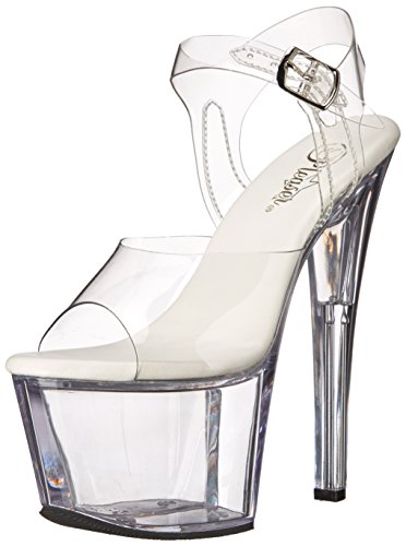 Pleaser Women's Sky308vl/C/M Platform Dress Sandal, Clear/Clear, 6 M US