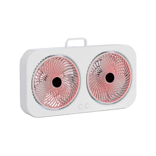 Ventiladores De Sobremesa Pequeños y Silenciosos,Enfriador De Aire Doble Cabezal | Funcionamiento Silencioso, Recargable USB Y Colgable Para Dormitorio, Gimnasio, Habitación Infantil Y Tienda De Campa