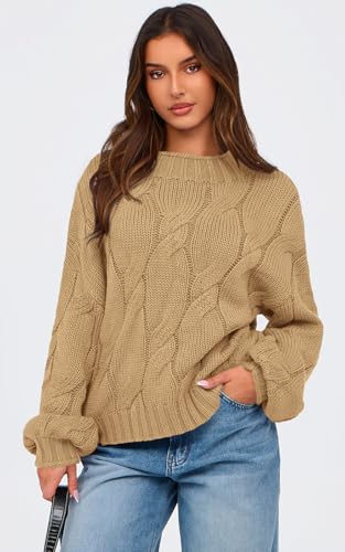 Image of PRETTYGARDEN Women's Cable Knit Sweaters Casual Long Sleeve Crewneck Oversized Chunky Fall Winter Sweater Pullover Tops 2024