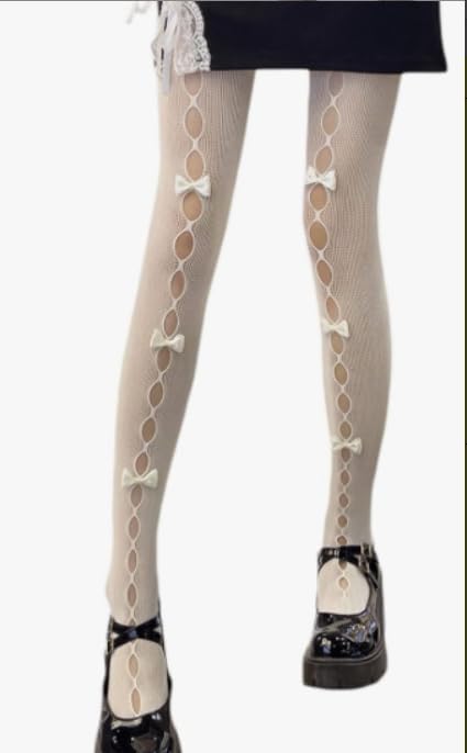 Women's Lolita Tights with Bows, Mesh Hallow Harajuku Stockings, Lace Stockings Leggings2