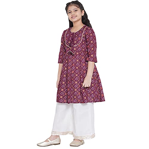 Image of Bitiya By Bhama Girl's Cotton Blend Kurta & Palazzo