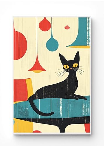 Imán decorativo rectángulo vintage gato atómico