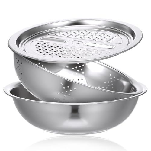 PRETYZOOM Multifunctional Draining Basket Kitchen Colander for Vegetable Fruit Salad Stainless Steel Basin Strainer