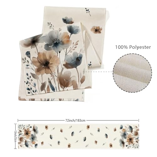 Runner da tavola primaverile,Fantasia floreale acquerello in stile botanico,Runner primaverile lavabile,Decorazione per tavola cucina,sala da pranzo,Pasqua,feste,per cucina interni ed esterni 33x183cm - immagine 4