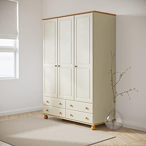 Hamilton 3 Door 4 Drawer Wardrobe in Cream and Pine