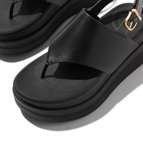 FitFlop Women's F-Mode Stack Leather Back-Strap Toe-Post Sandals Wedge3