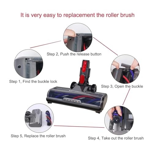 Vacuum Head Replacement, Compatible with Dyson V7 V8 V10 V11 V15, Turbo Brush Floor with 5 LED Lights, Suitable for Carpets - Image 5