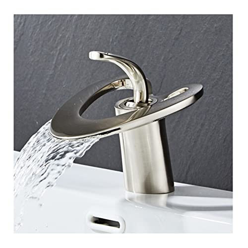 Robinet de lavabo cascade anti-éclaboussure en laiton noir durable