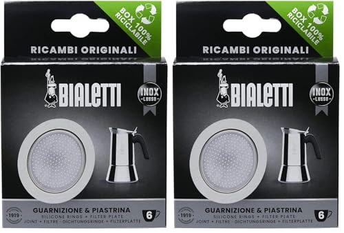 Bialetti Ricambi, Includes 1 Gasket and 1 Plate, Compatible with Venus, Kitty, Musa and Class (6 Cups), Grey (Lot de 2)