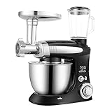 ★ [CUENCO DE GRAN CAPACIDAD DE 4L] El cuenco de acero inoxidable 4L puede satisfacer todas sus necesidades de cocina. La batidora de pie es fácil de usar para hacer pasteles, panes, galletas, pasteles, muffins y gofres, y las asas dobles son más cómodas de sostener.