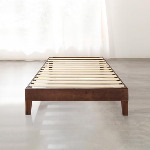 Mellow Naturalista Grand - 12 Inch Solid Wood Platform Bed with Wooden Slats - No Box Spring Needed - Twin (Espresso)
