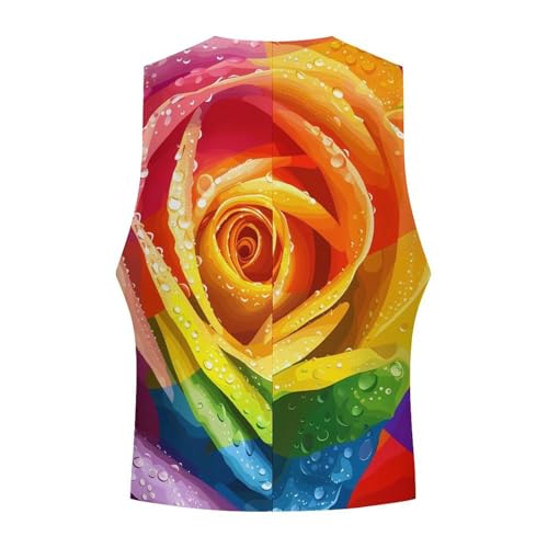 LGBT Gay Pride Rainbow Flag Rose Flower Novelty Men's Suit Vest Funny Formal Dress Vests Business Waistcoat4